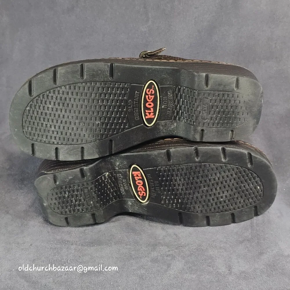 Klogs Brown Leather Clogs With Side Buckle Slip Resistant/ Non- Marking Size 7 M